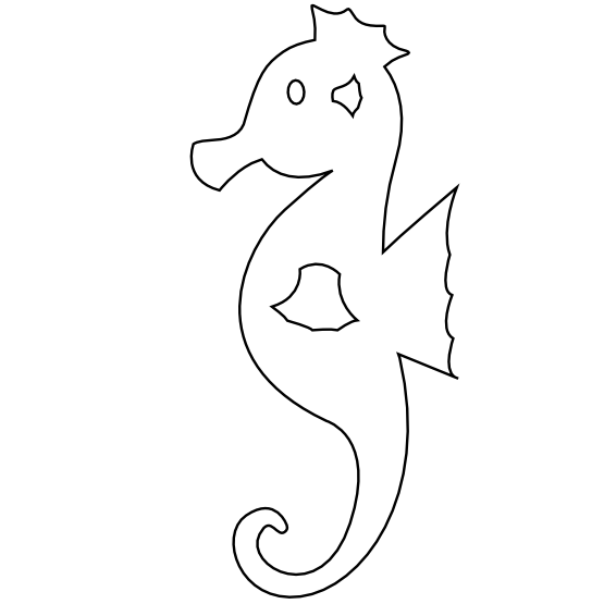 Colorful Animal Sea Horse Black White Line Art Scalable Vector