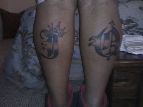 Crown Tattoos With Initial Old English Initials Crown