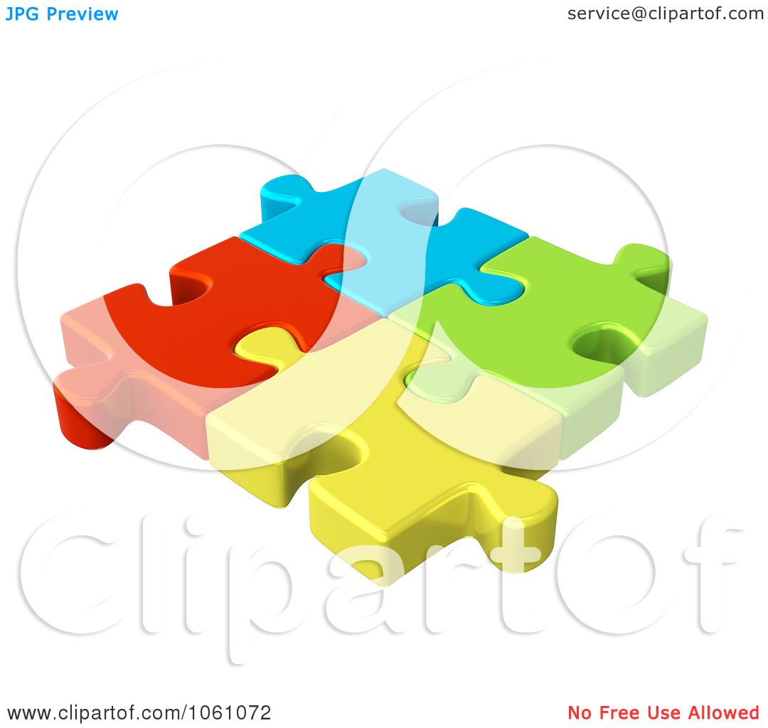 Free Cgi Clip Art Illustration Of 3d Connected Colorful Jigsaw Puzzle