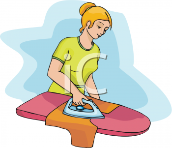 Girl Ironing A Shirt   Royalty Free Clip Art Illustration
