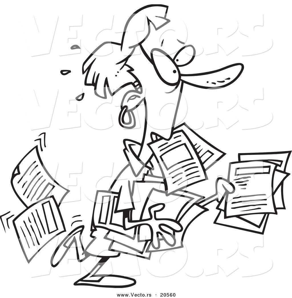 Larger Preview  Vector Of A Cartoon Unorganized Woman Carrying Forms