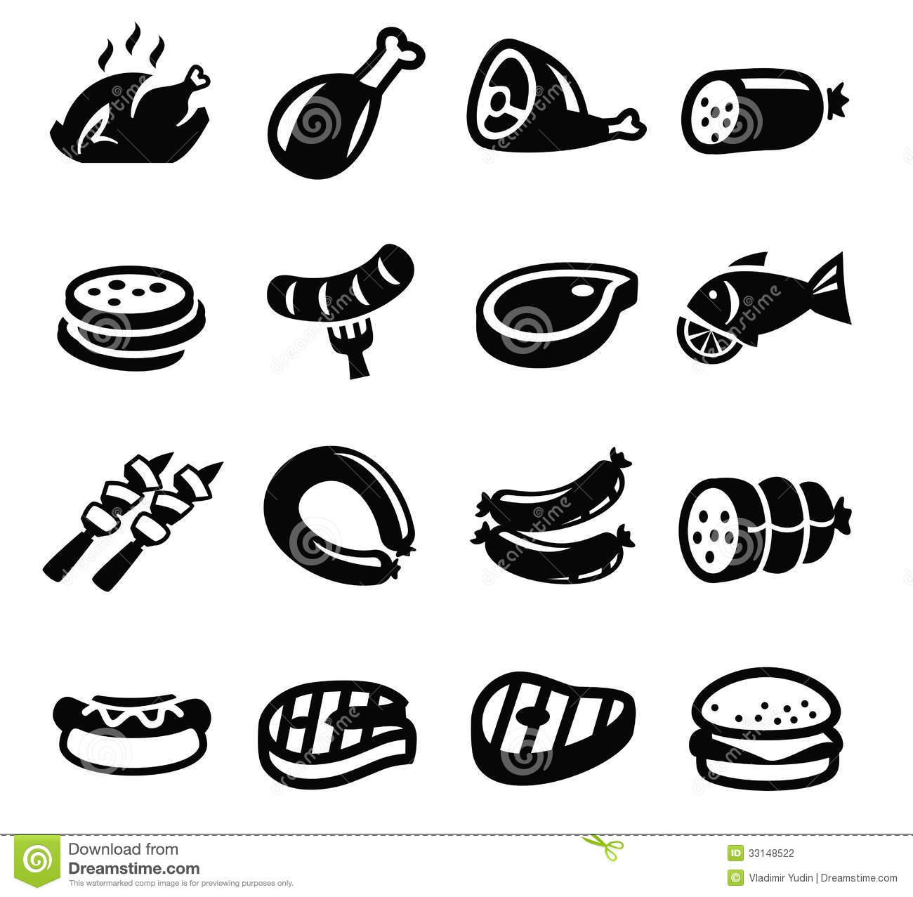 Meat And Sausage Icons Stock Photography   Image  33148522