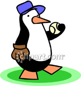 Penguin Playing Baseball   Royalty Free Clipart Picture
