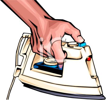 Person Using An Iron For Ironing Clothes   Royalty Free Clipart