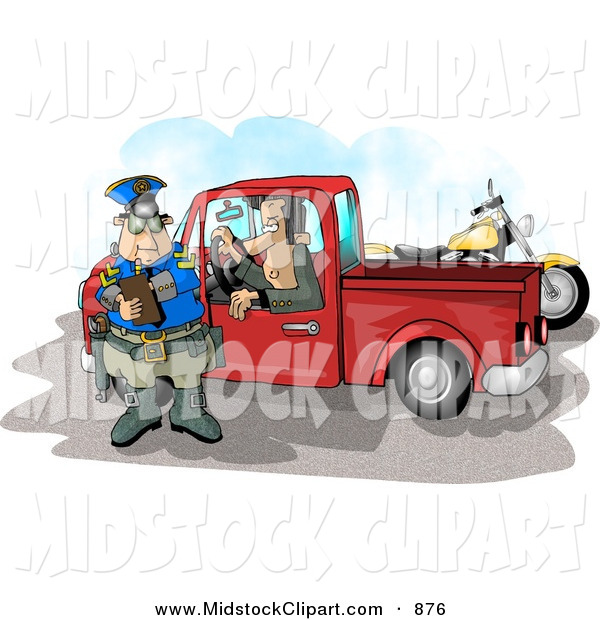Pickup Truck Watching A Cop Writing A Speeding Ticket By Djart    876
