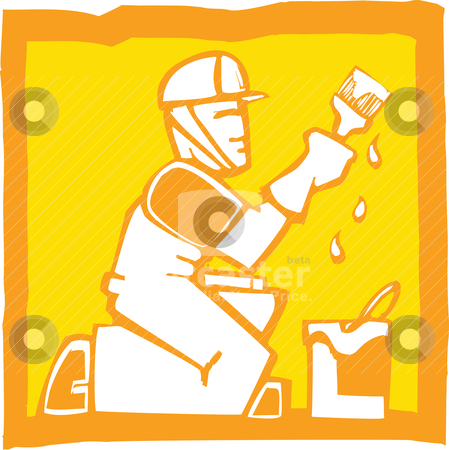 Professional Painter Stock Vector Clipart Icon In A Woodcut Style Of    