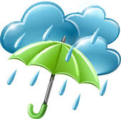 Rainy Weather Icon With Clouds And Umbrella