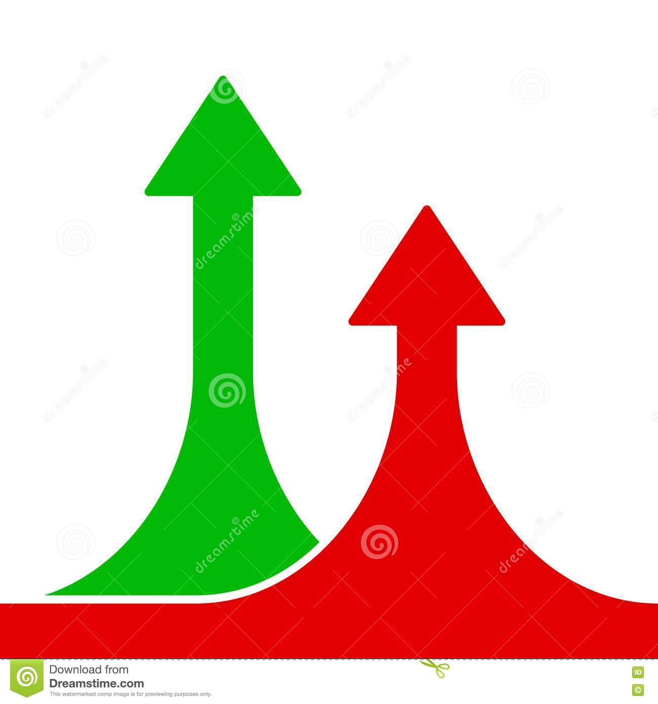 Red And Green Rising Arrows On White Background  Stock Vector   Image