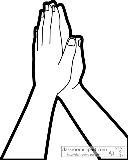 Religion   Hands Together Praying Outline   Classroom Clipart