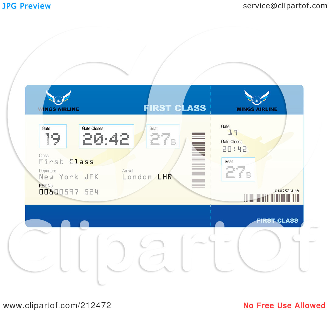 Royalty Free  Rf  Clipart Illustration Of A First Class Plane Ticket