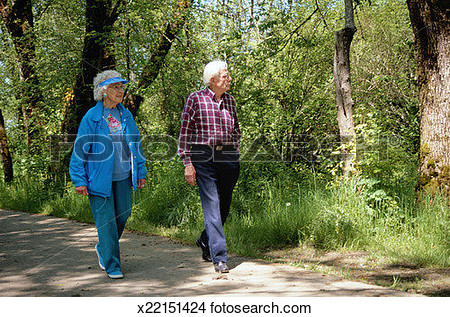 Seniors Walking View Large Photo Image