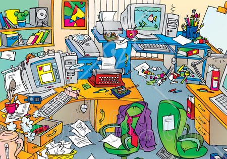 Unorganized Desk Clipart Messy Room And Unhappy Girl