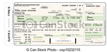 Vector Clip Art Of Airline Ticket   A Realistic Illustration Of An