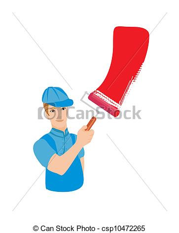 Vector   Professional Smiling Painter  Isolated Over White Background    