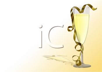 4113 Fluted Champagne Glasses With A Gold Streamer Clipart Image Jpg