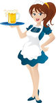 Cartoon Illustration Of A Beautiful Sexy Waitress Standing And Holding