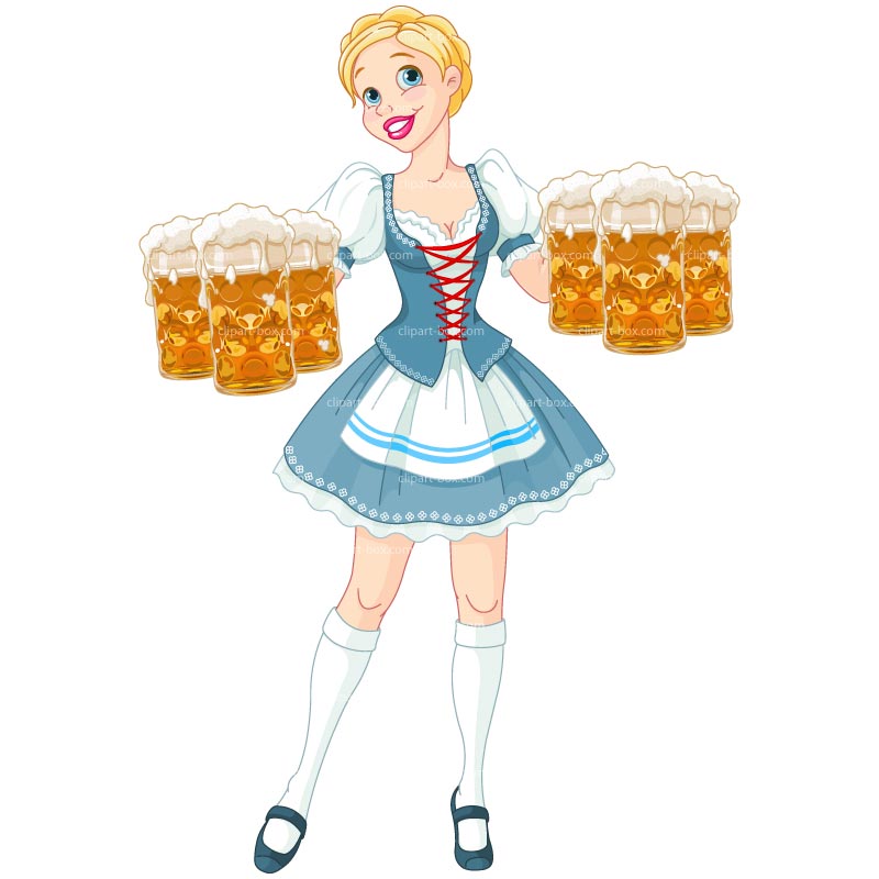 Clipart Cute Beer Waitress   Royalty Free Vector Design