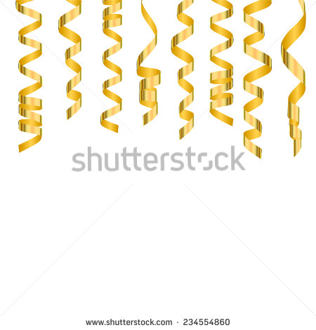 Festive Background With Gold Shiny Streamers Isolated On White Vector