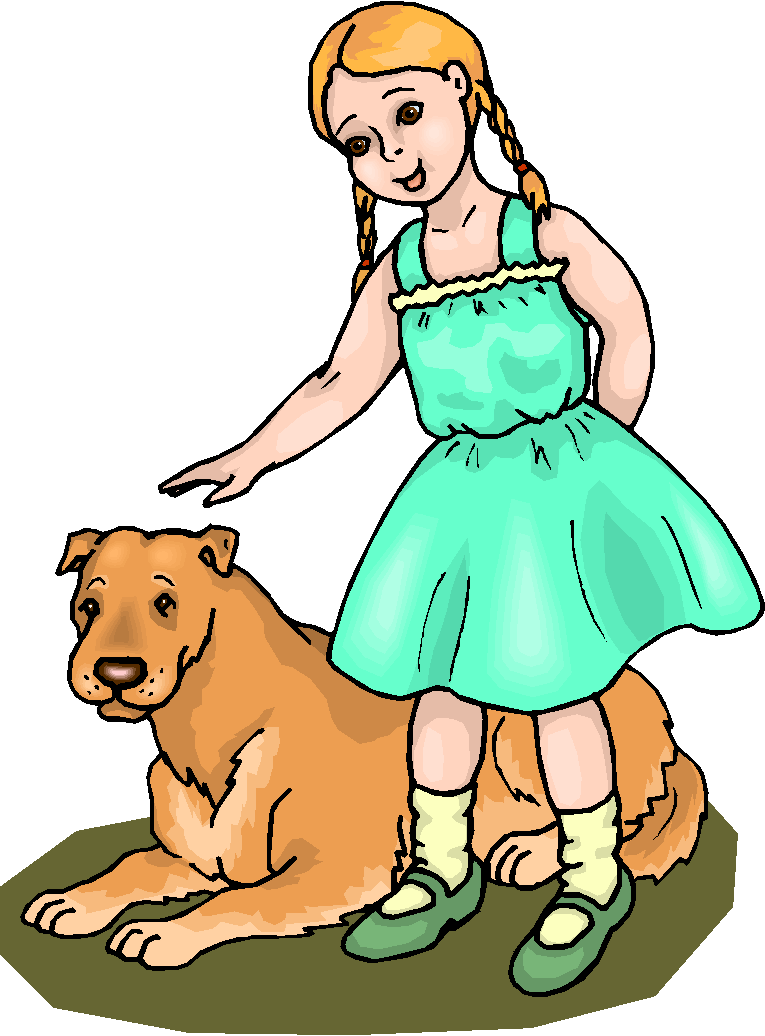 Girl With Her Dog Free Clipart