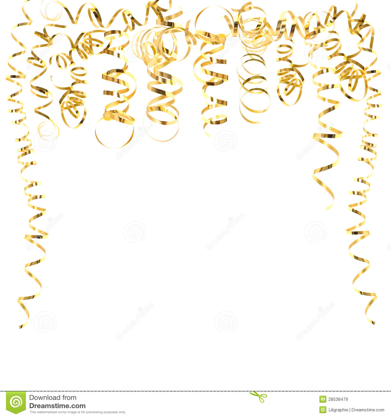Golden Serpentine Streamers Isolated On White Royalty Free Stock