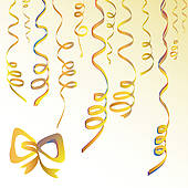 Party Background With Gold Streamers And Bow   Royalty Free Clip Art