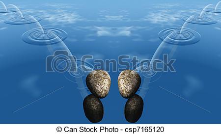 Stock Illustration Of Skipping Rocks Csp7165120   Search Clipart