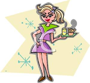 Teenage Waitress   Royalty Free Clipart Picture