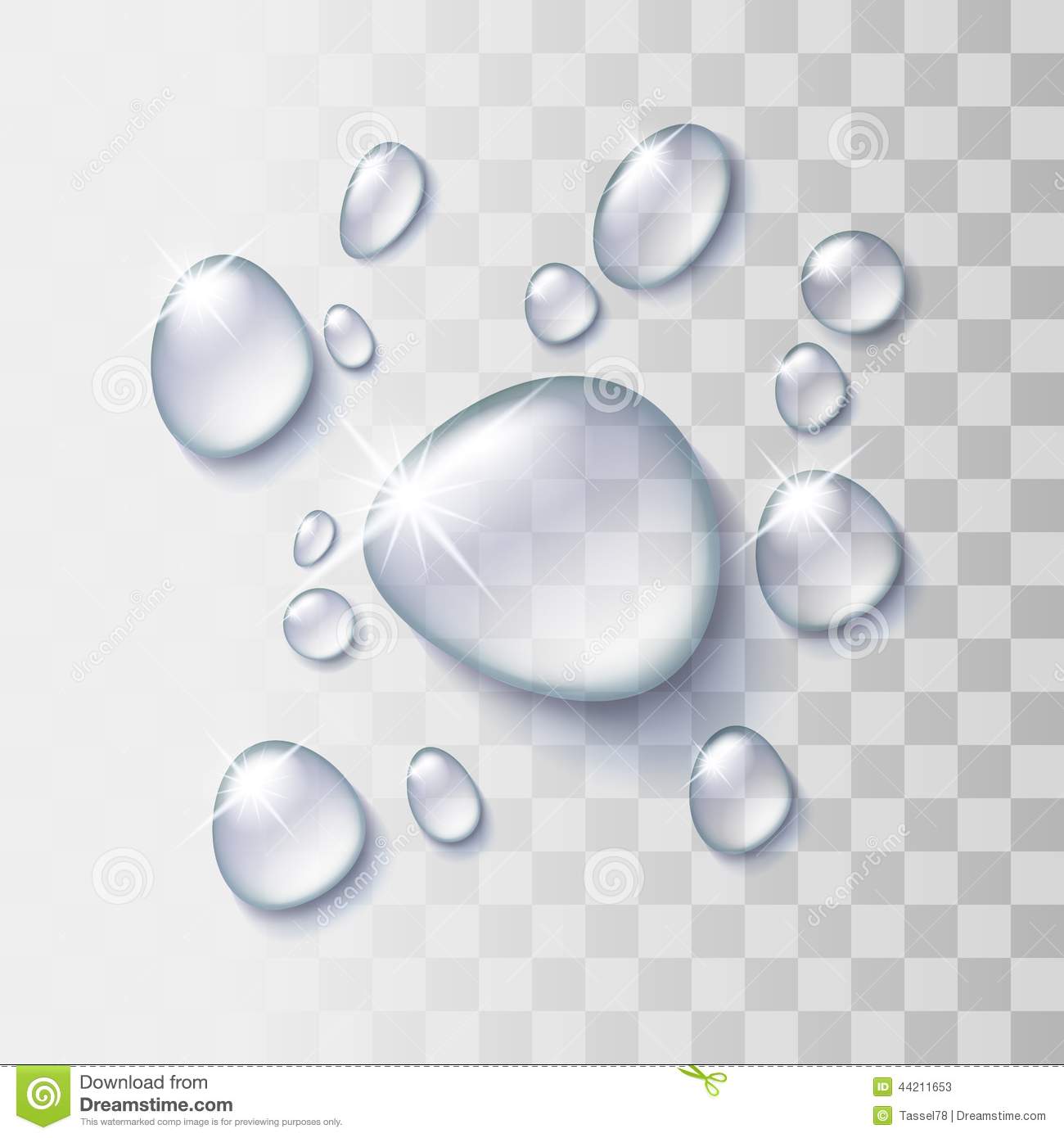 Transparent Water Drop On Light Gray Background Vector Illustration