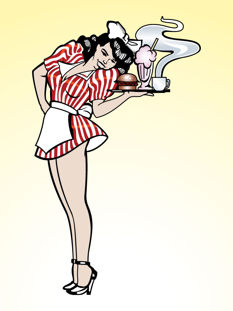 Vector Of A Waitress Done In A Classic Pinup Style  A Sexy Waitress