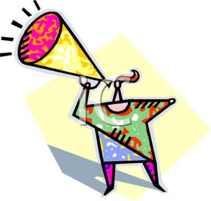 With A Megaphone Making An Annoucement   Royalty Free Clipart Picture