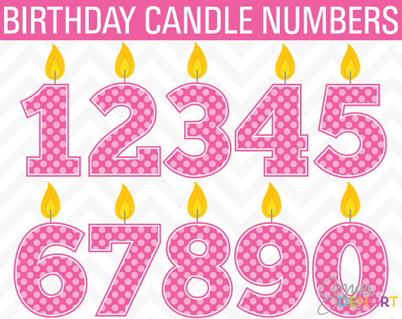 80  Off Sale Clipart Birthday Candles Pink Commercial Use Number Clip