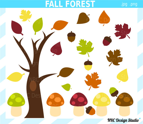 Art   Fall Forest Clip Art   Commercial Use Clipart   Autumn Harvest