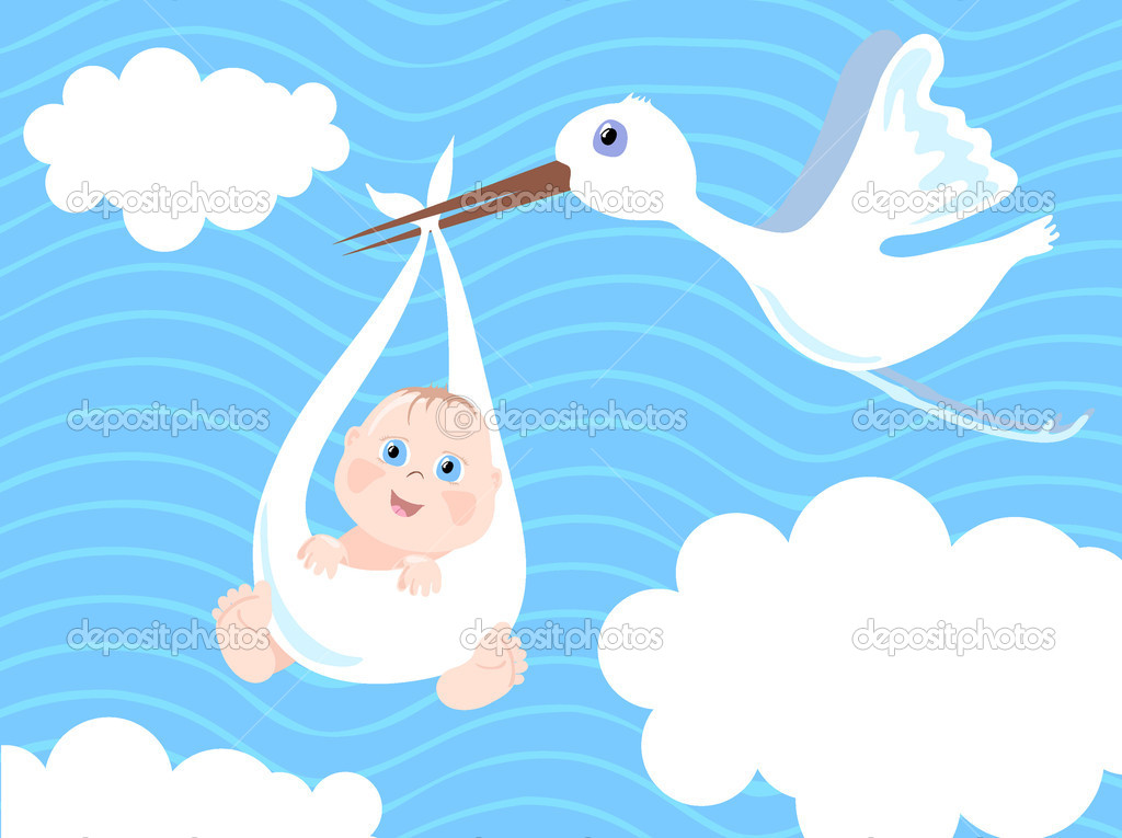 Baby Boy Birth Announcement Vector Illustration   Stock Vector