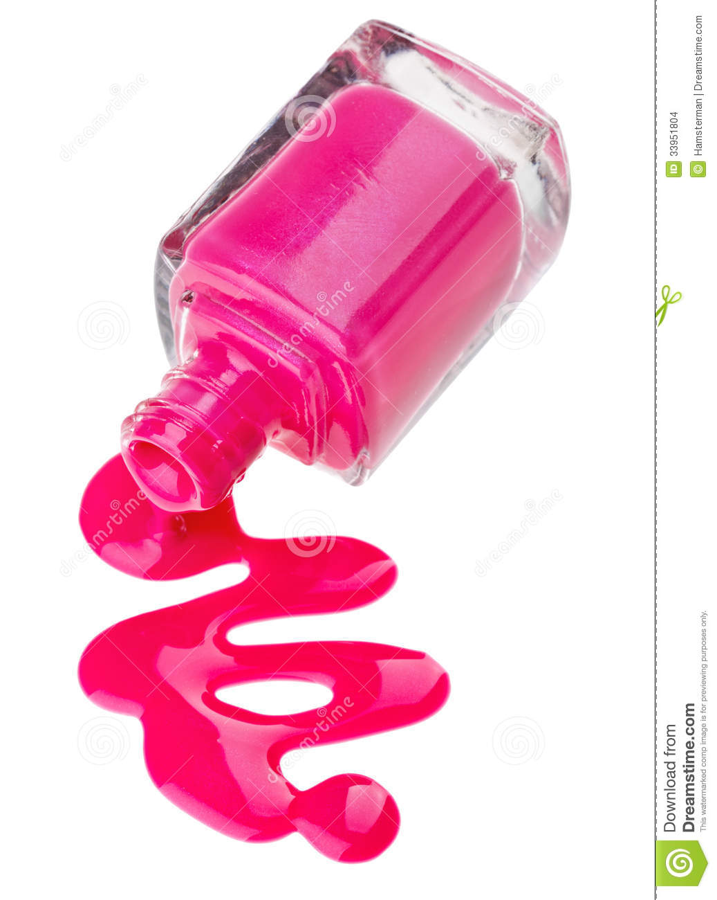 Bottle Of Pink Nail Polish With Enamel Drop Samples Isolated On White