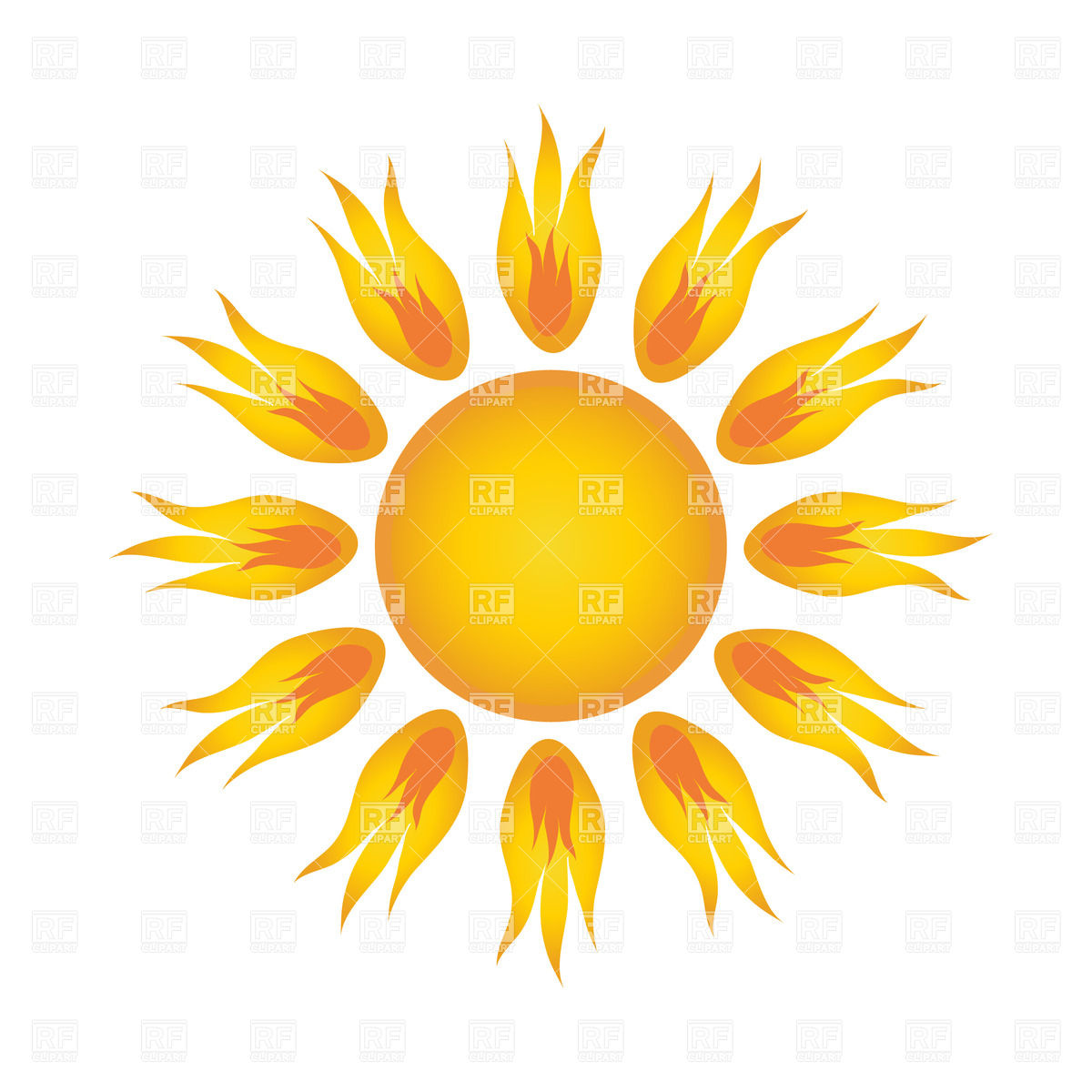 Cartoon Sun With Fire Rays Download Royalty Free Vector Clipart  Eps