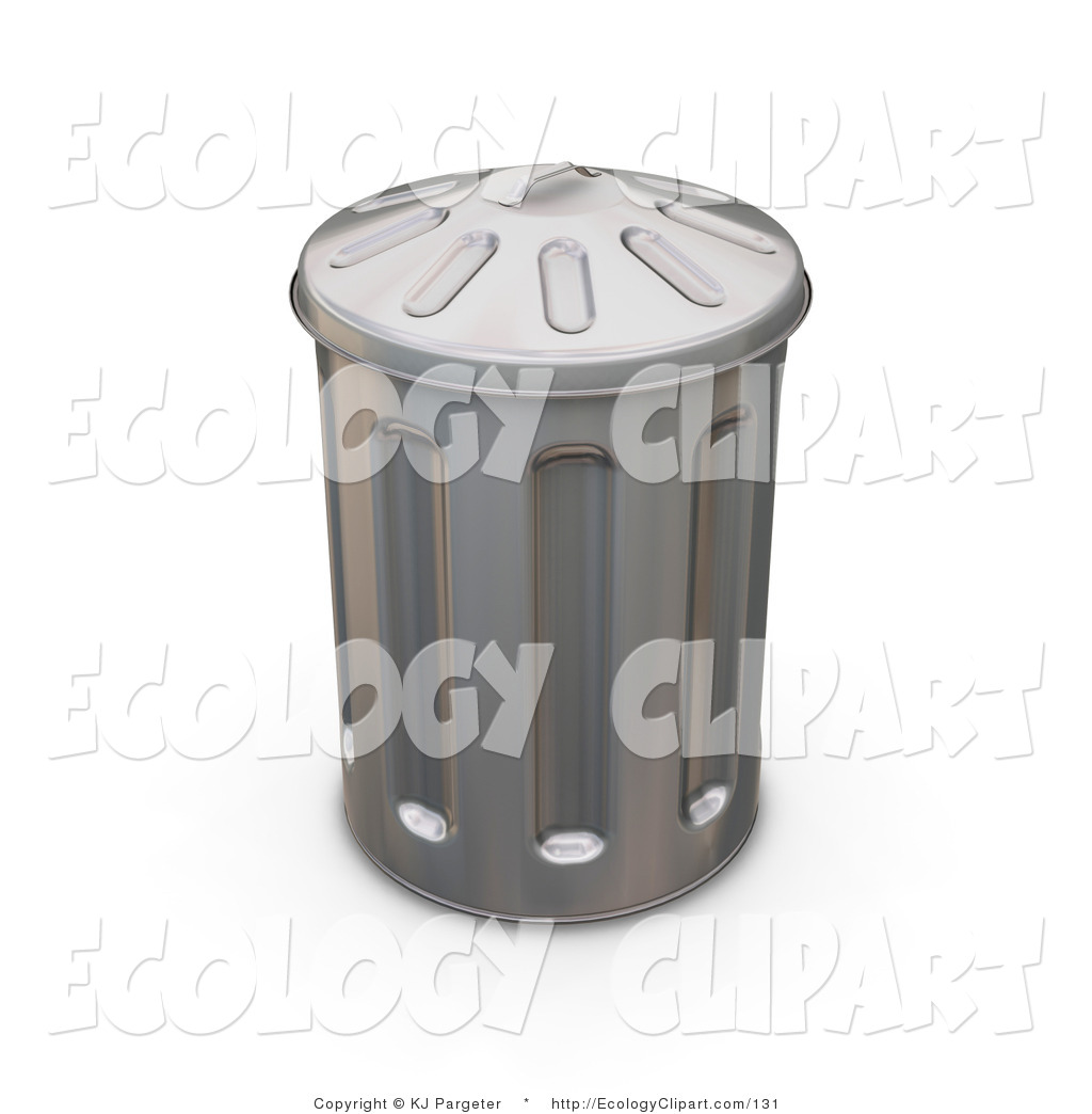 Clip Art Of A Tall Metal Garbage Can With A Lid On Top