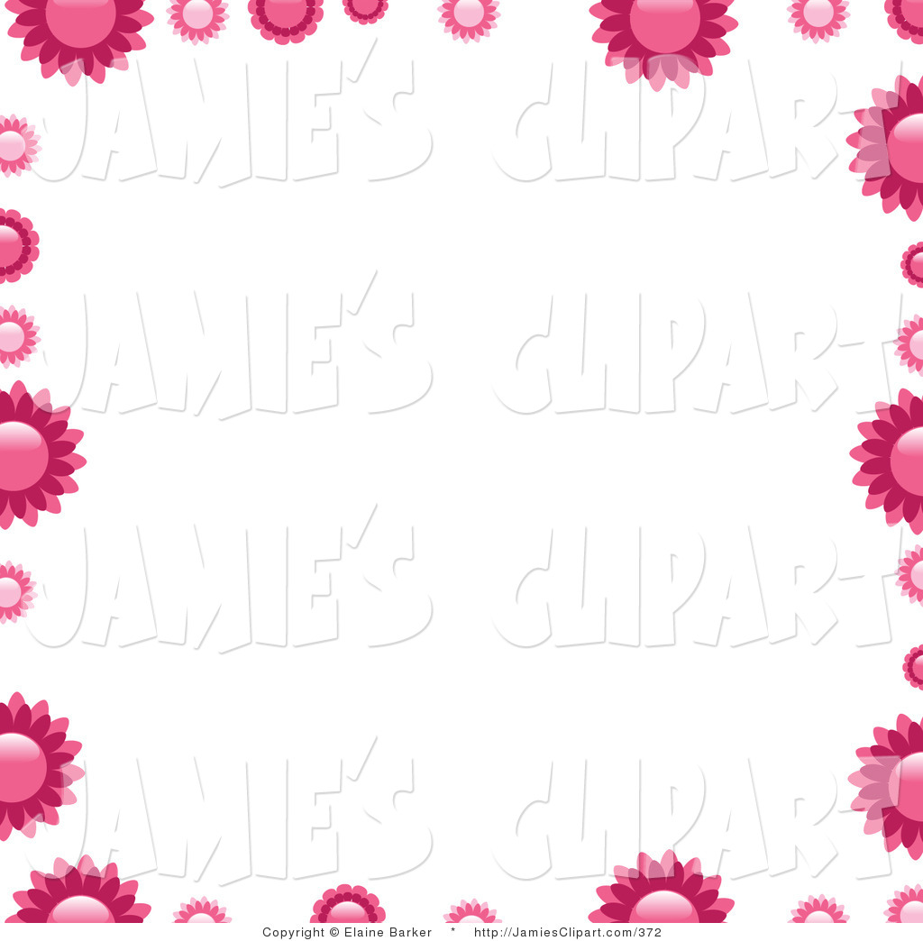 Clip Art Of Pink Flowers Bordering A White Square Background By