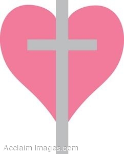 Description  Silver Cross Over A Pink Heart Clipart  Clipart
