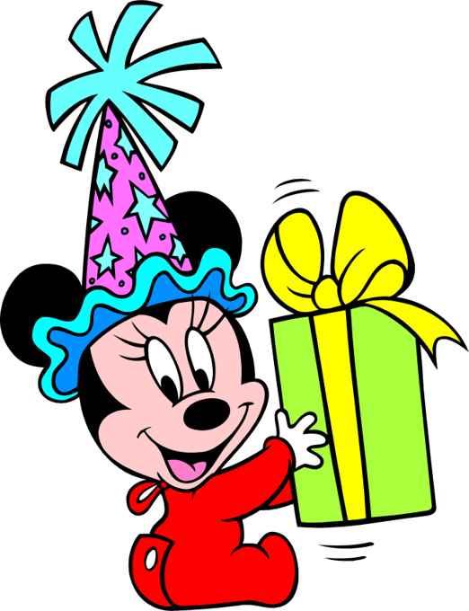Disney Character Baby Minnie Mouse Birthday Present Clipart