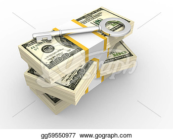 Dollars And Key To Success  3d Render Illustration  Clipart Drawing