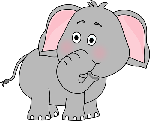 Elephant Looking Behind Clip Art Image   Cute Elephant With Its Trunk