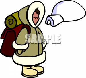 Eskimo Outside An Igloo   Royalty Free Clipart Picture
