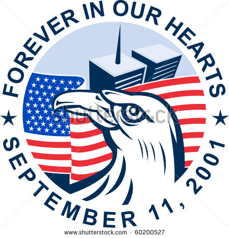 Graphic Design Illustration Of 9 11 Memorial Showing Bald Eagle With