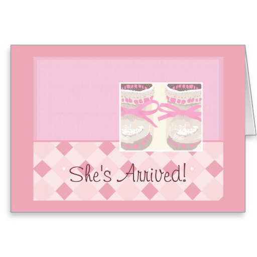 Newborn Baby Girl Announcement Pink Booties Greeting Cards   Zazzle