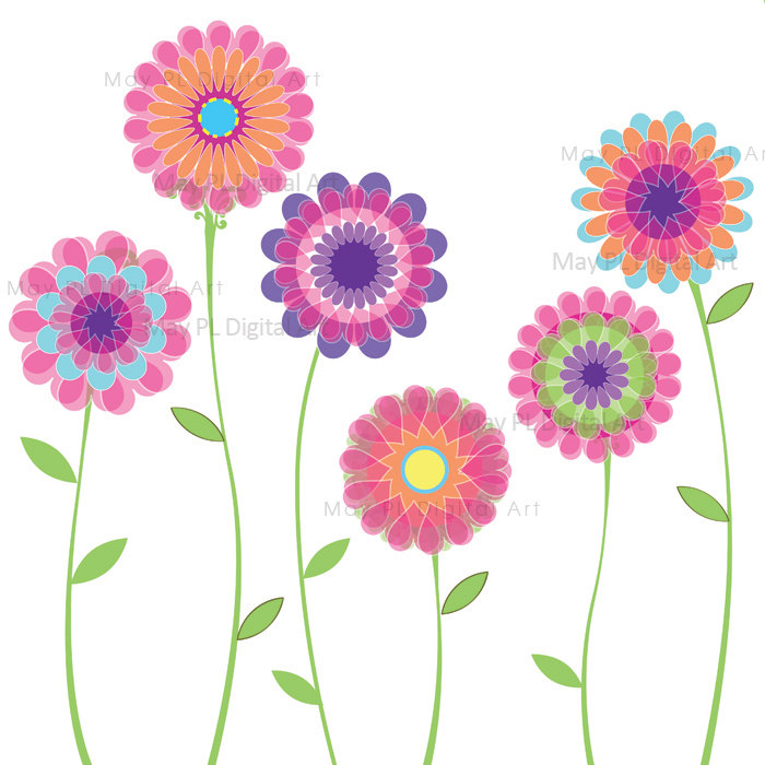 Pink Flowers Clipart Spring Floral Decorations By Maypldigitalart