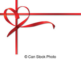 Red Heart Ribbon Bow Vector   Red Heart Ribbon Bow On White   