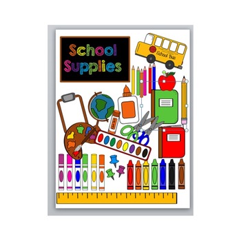 School Supplies Clipart   Teacherspayteachers Com