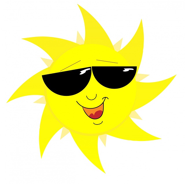 Sun Face Smiling Cartoon Sunglasses Clipart Art   Public Domain