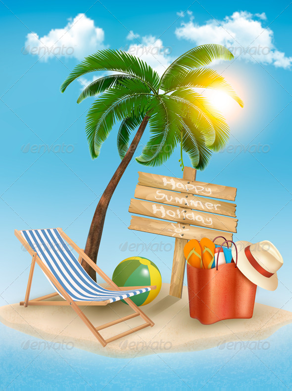 Background With Tropical Island Summer Vacation Concept Background    