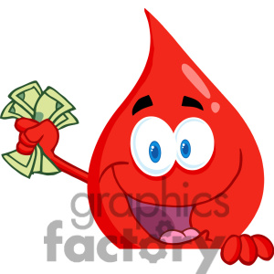 Blood Drop Holding Money Clipart